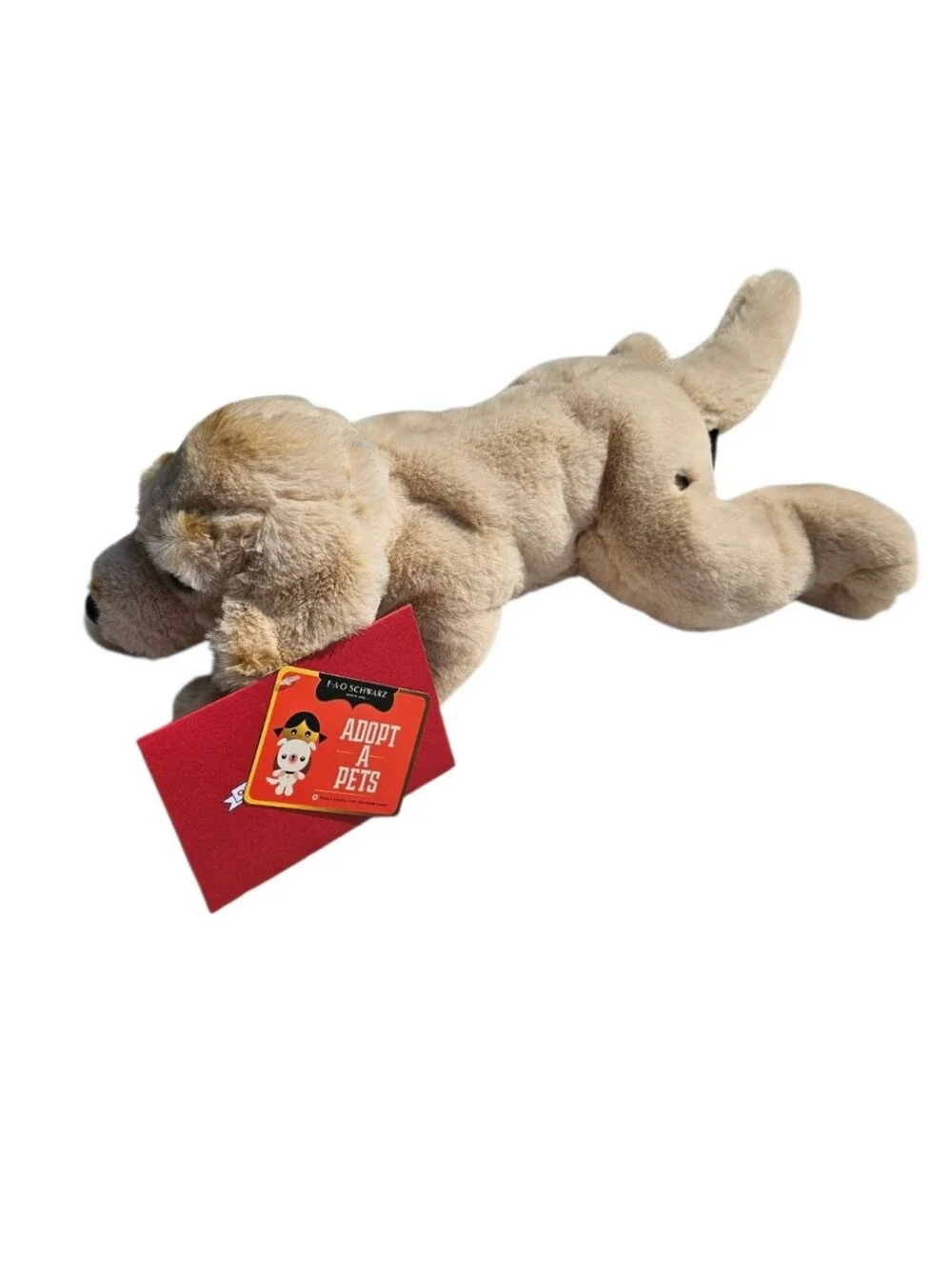 FAO Schwarz 10-inch Labrador Golden Retriever Plush Toy With Pet Adoption Cert
